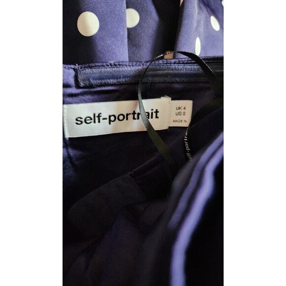 Self-Portrait Polka Dot Satin Midi Dress Sz 0 - Picture 11 of 11